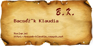 Bacsák Klaudia névjegykártya